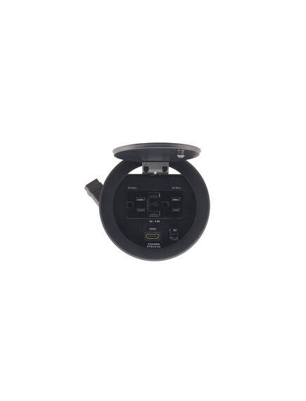 RTBUS-24 Round Table Connection Bus - 2 US Power Sockets, 2 USB Chargers & 1 HDMI Connector, Black, 2 image