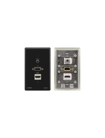 WXA-H1/US(B) Passive Pass–through Wall Plate, 15 pin HD (F), HDMI (F), 3.5mm (F), US, Black, Colour: Black