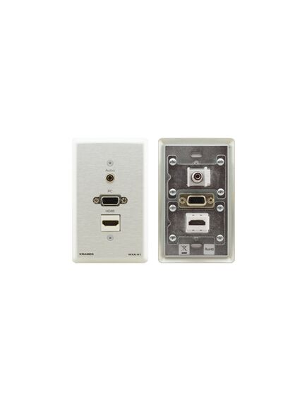 WXA-H1/US(BAL) Passive Pass–through Wall Plate, 15-Pin HD (F), HDMI (F), 3.5mm (F), US, Black Sand, Colour: Silver