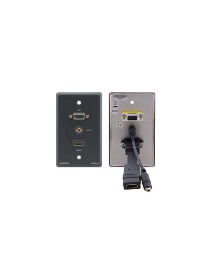 WXA-H/US(G) Wall Plate, 15 pin HD (F), HDMI (F), 3.5mm (F), US, Grey, Colour: Grey