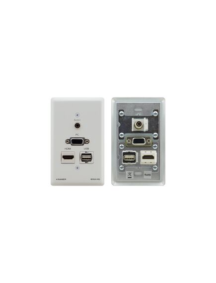 WXA-HU/US(W) Passive Pass–through Wall Plate, 15 Pin HD (F), HDMI (F), USB (F), 3.5mm (F), US, White, Colour: White