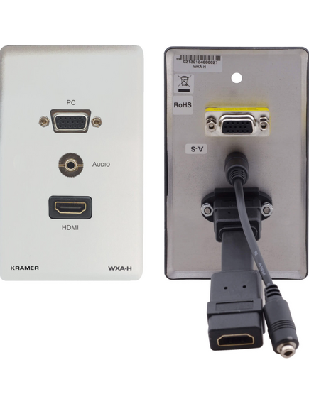 WXA-H/US(W) Wall Plate, 15 pin HD (F), HDMI (F), 3.5mm (F), US, White, Colour: US/White