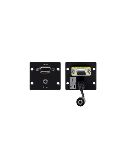 WXA-2P(G) Computer Graphics Video & Stereo Audio Wall Plate Insert, Black, Double Slot, Colour: Grey