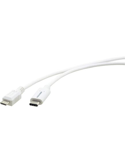 C-USB/CMicroB-3 USB 2.0 USB-C(M) to USB Micro-B(M) Cable, 1.8 m, Length: 0.9, Colour: White