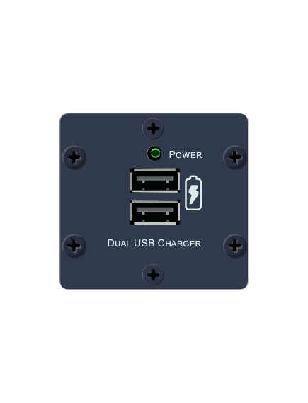 W-2UC(G) Dual USB Charger Insert, Grey, Colour: Grey