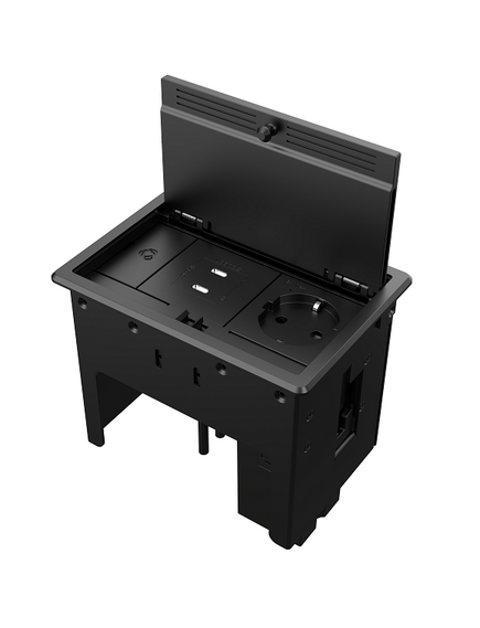 T-IN2-REC2(B) 2 Module Rectangle Plus Table In Grommet, Black, Colour: Black, 2 image