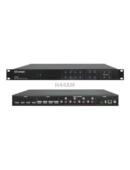 iMatrix H44AM Matrix Switcher, 4x4, 4K60 HDMI with Audio Matrix/Downscaler