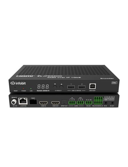 iSwitch 2000D-R AV over IP Decoder, HDMI 4K60 JPEG 2000 KVM, Dante, Rx, 2 image