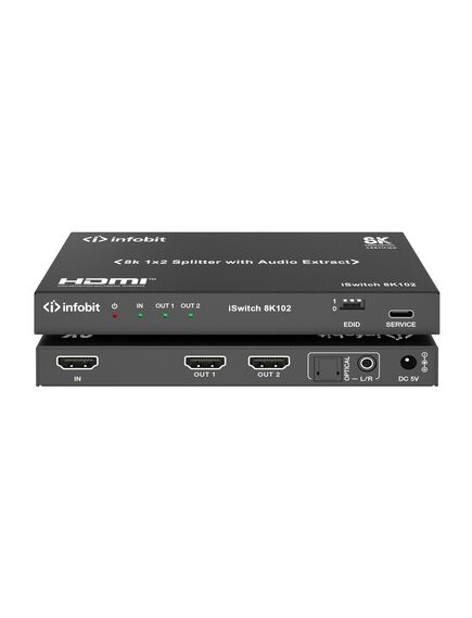 iSwitch 8K102 8K 1x2 HDMI splitter, with Audio extract.