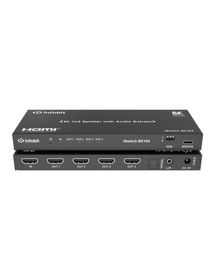 iSwitch 8K104 8K 1x4 HDMI splitter, with Audio extract.