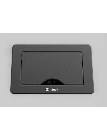 iBox TPD Table Box, Anodized, With Pop-up Lid, 2xUniversal Power, 1xUSB A Charging, 1xVGA, 1x3.5mm Audio, 1xHDMI, 1xRJ45, 2 image