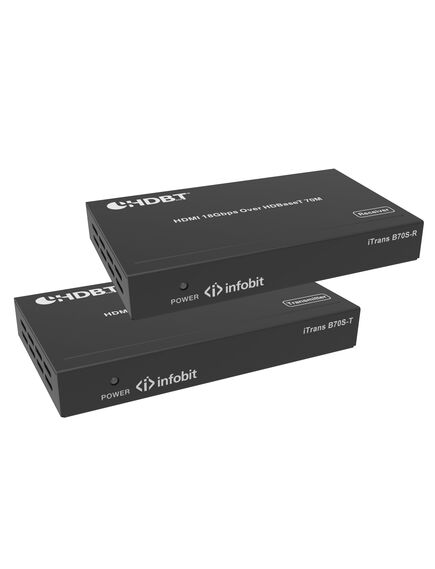 iTrans B70S-R HDBaseT Receiver, 1xIR, 1xHDBaseT, 18Gbps, 1A, 100 to 240V AC (Input), 12V DC (Output), 2 image