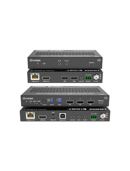 iTrans E100HC HDMI 4K60 HDMI/USB-C over HDBaseT 3.0 Extender (100m) with USB 2.0