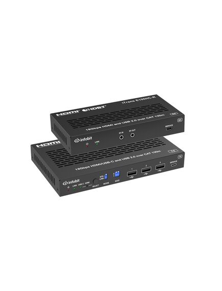 iTrans E100HC HDMI 4K60 HDMI/USB-C over HDBaseT 3.0 Extender (100m) with USB 2.0, 2 image