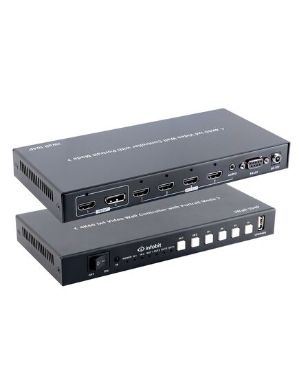 iWall 104P 4K60 HDMI Video Wall Controller, 1x HDMI and 1x DP IN, 4x HDMI outputs, support portrait.