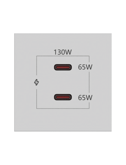MC-2C130W(W) 2 Port USBC, White, 2xUSB-C, 130W, Colour: White