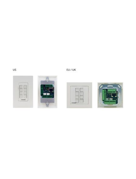 RC-308/EU-80/86(W) 8-button PoE and I/O Control Keypad, EU & UK–size with EU & UK White Frames, Colour: White, Version: EU 80/86 Version