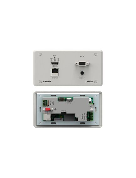 WP-20/EU(W)-86 Active Wall Plate - HDMI & Computer Graphics with Ethernet, Bidirectional RS-232 & Stereo Audio HDBaseT Transmitter, Colour: White, Version: EU 86